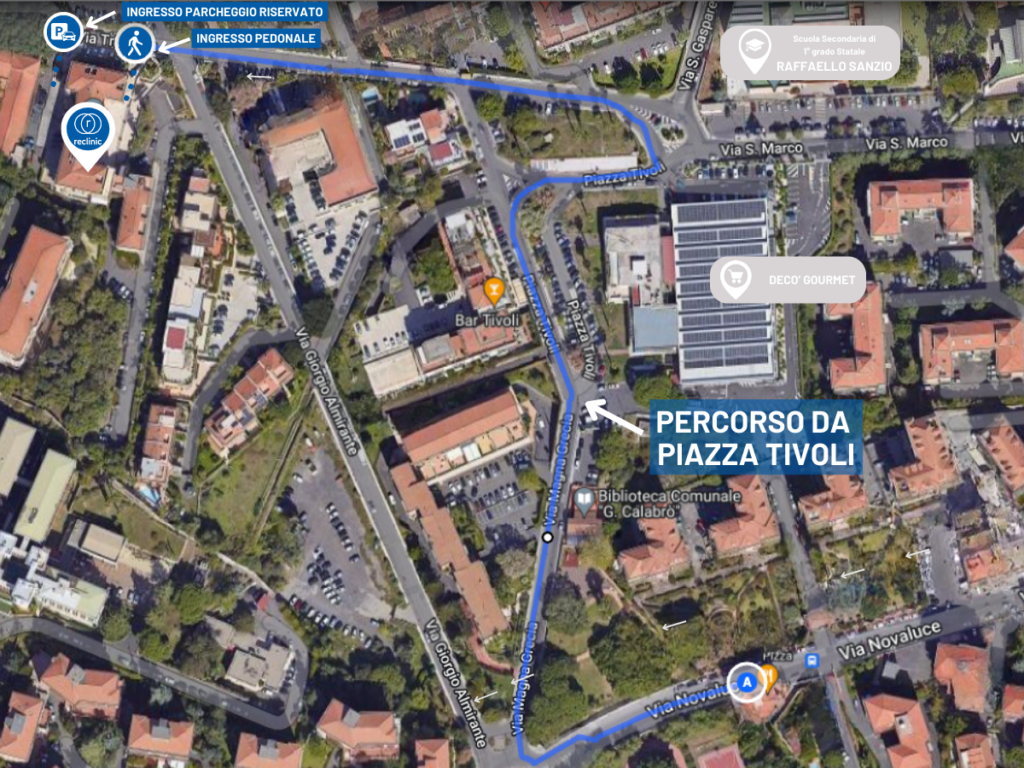 INDICAZIONI STRADALI RECLINIC PIAZZA TIVOLI